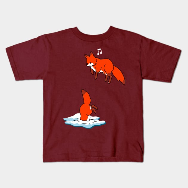 Fox Jump Kids T-Shirt by CozySkull